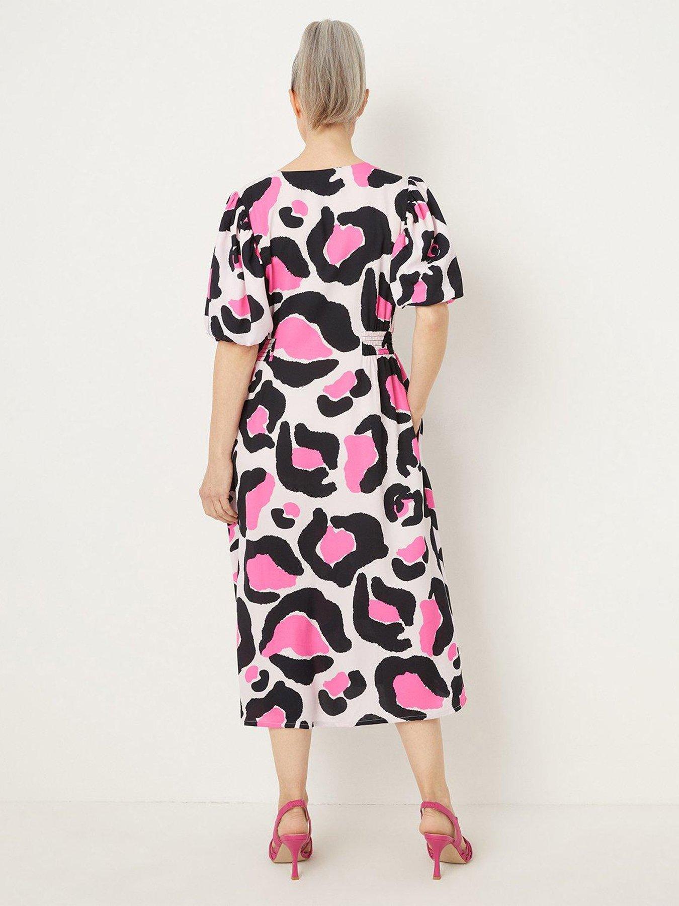 Wallis pink animal outlet print dress