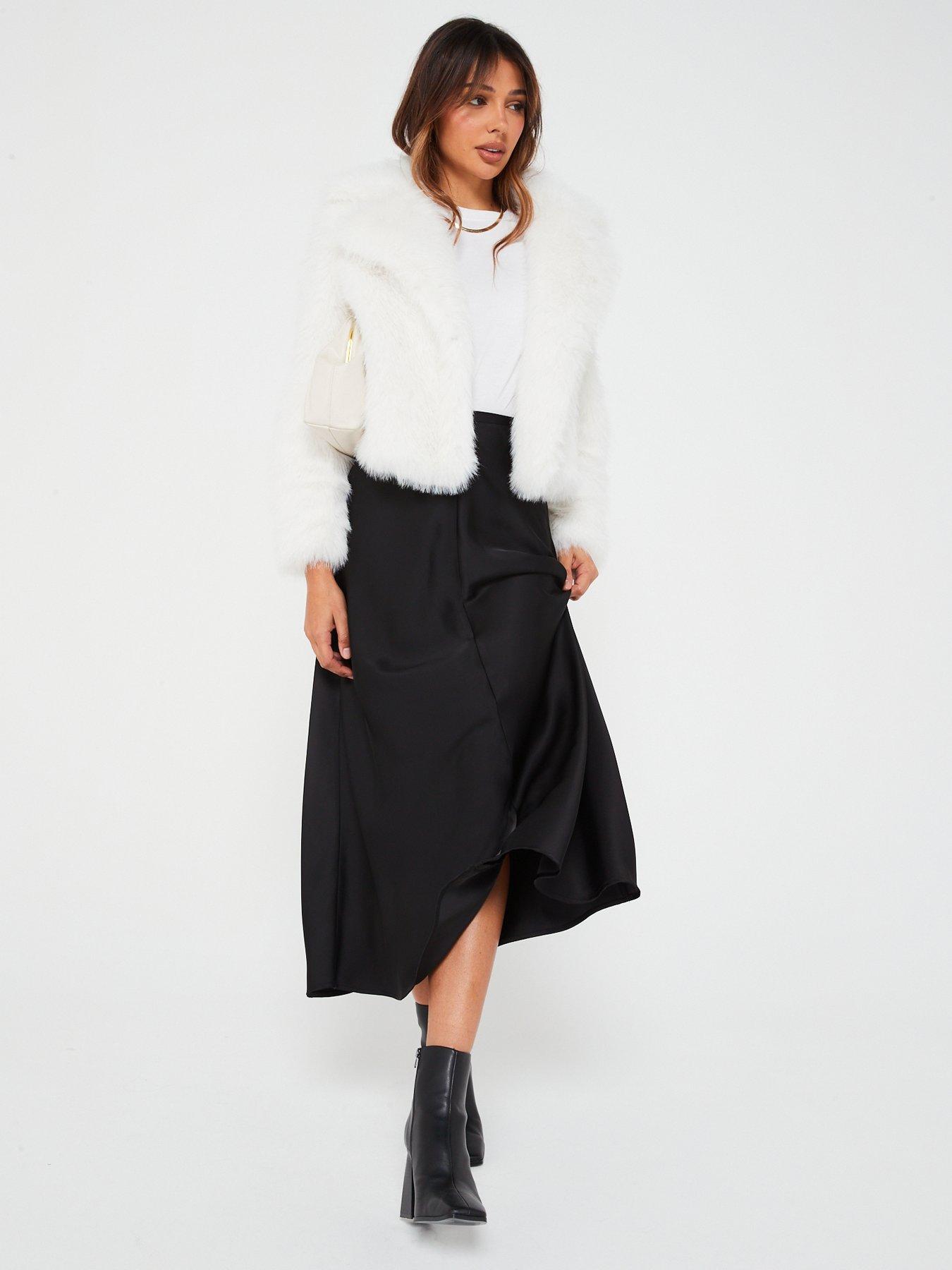 V by Very Faux Fur Short Jacket Cream Very Ireland