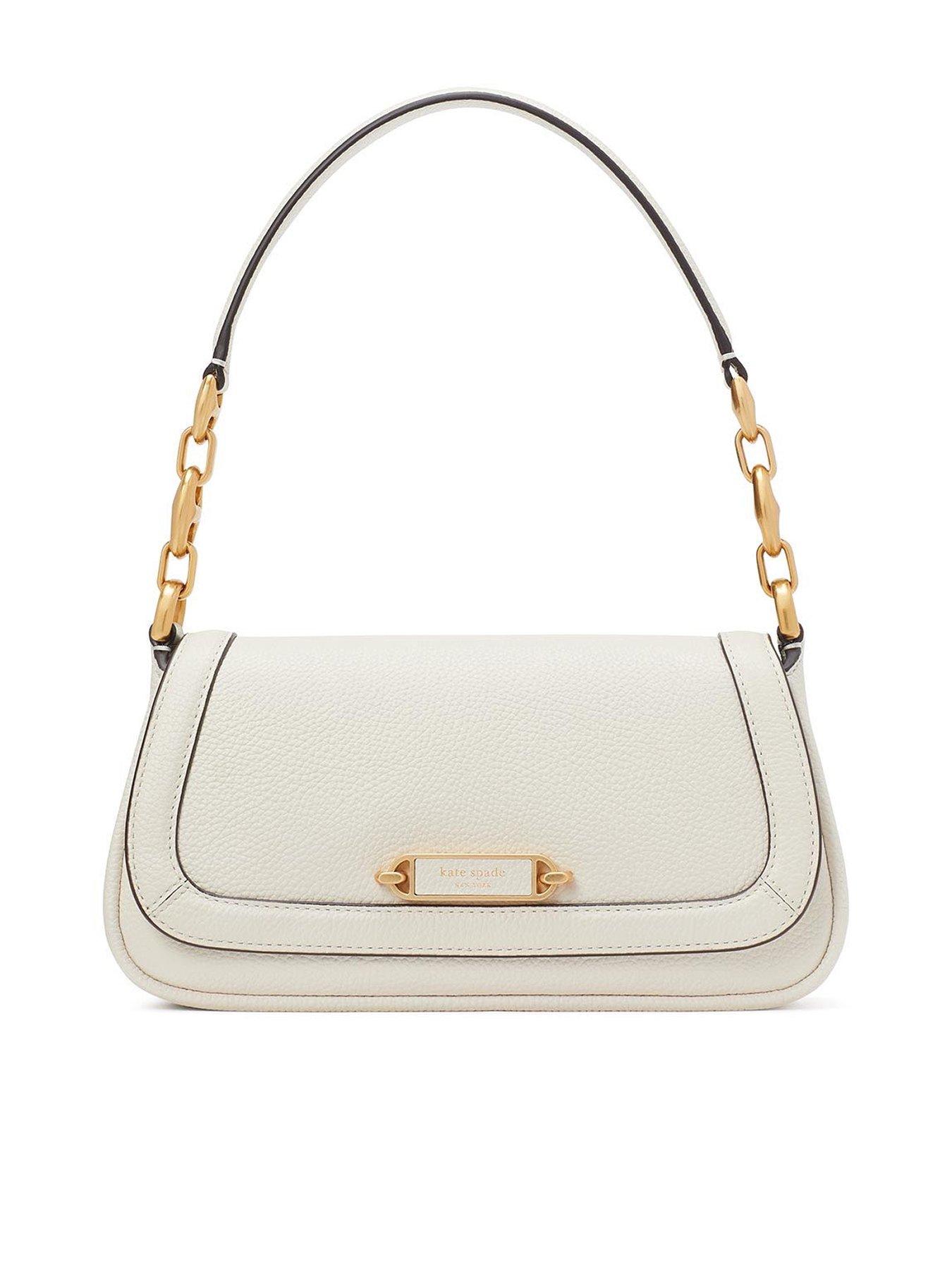 Gramercy Pebbled Leather Small Flap Shoulder Bag Halo White