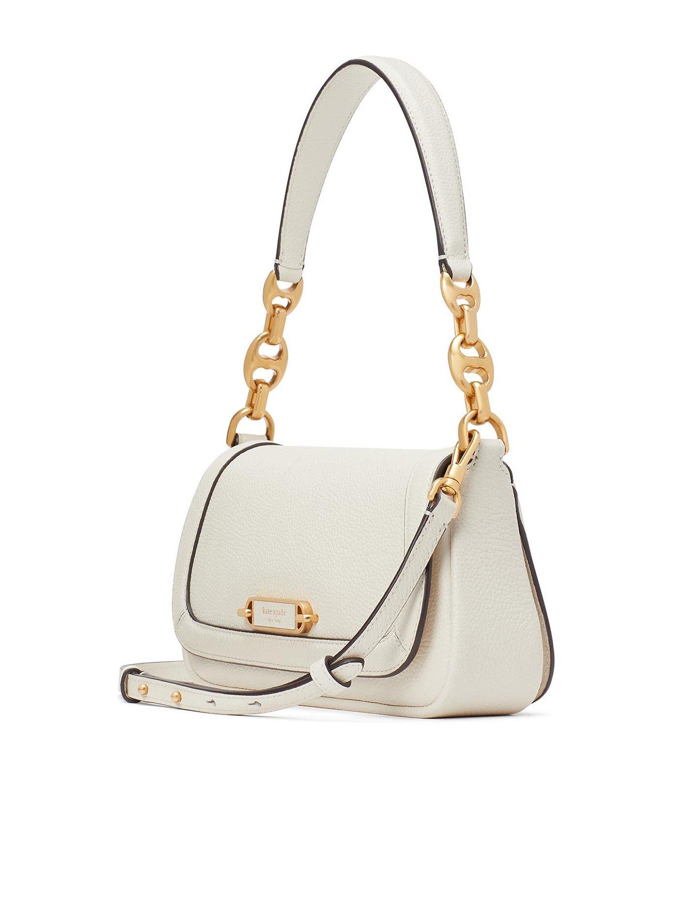 Gramercy Pebbled Leather Small Flap Shoulder Bag Halo White