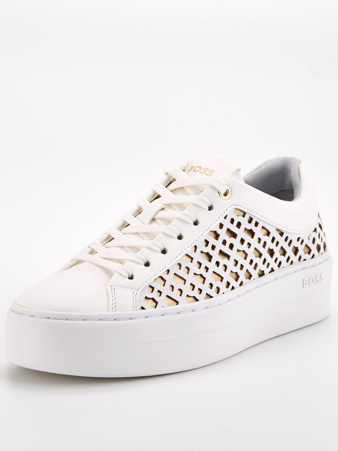 Buy ELLE SPORT Womens Gold Trim Trainers White