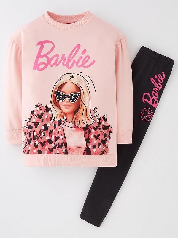 Barbie Girls 2 Piece Puff Sleeve Longline Sweatshirt and Leggings