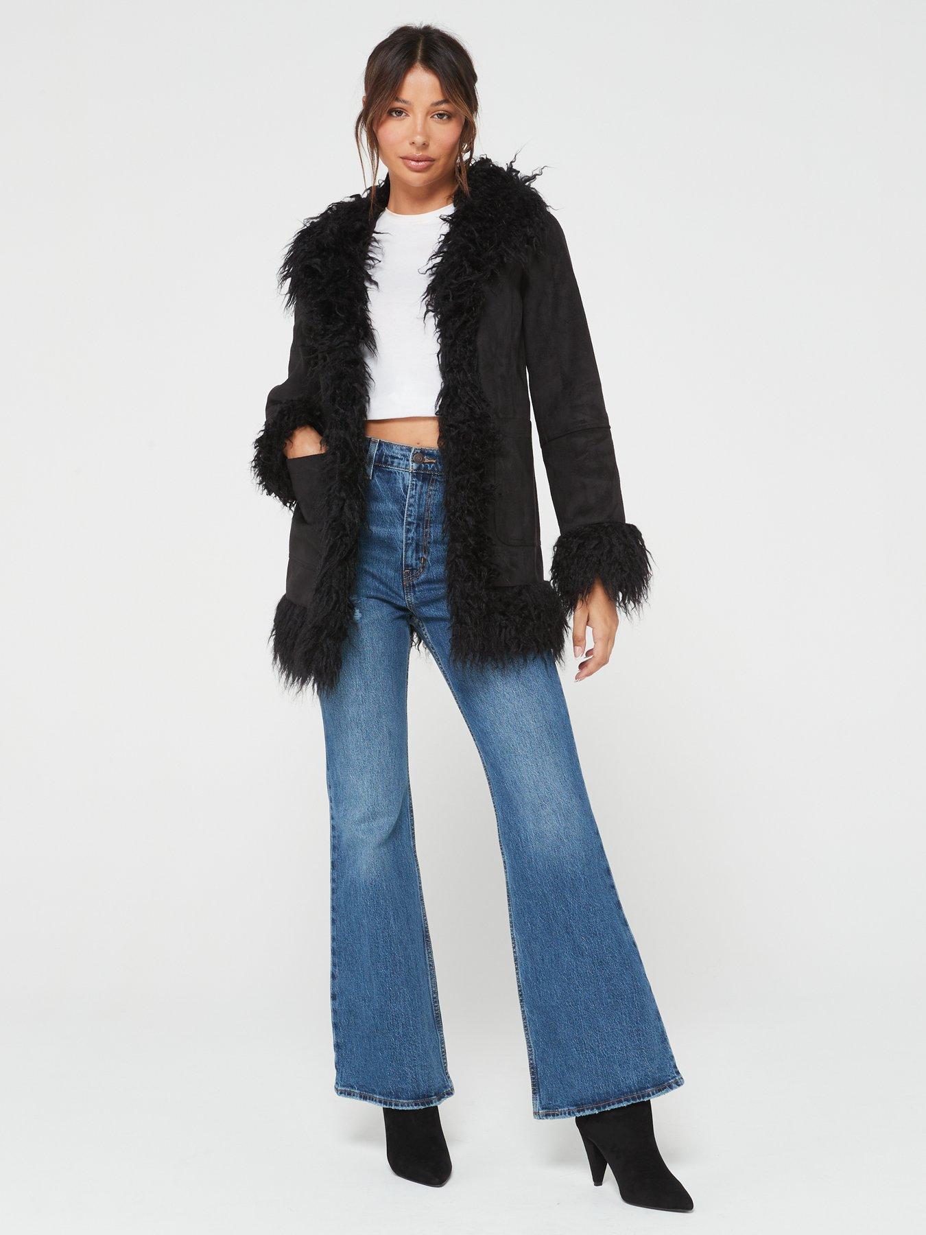 Mink trim cheap coat