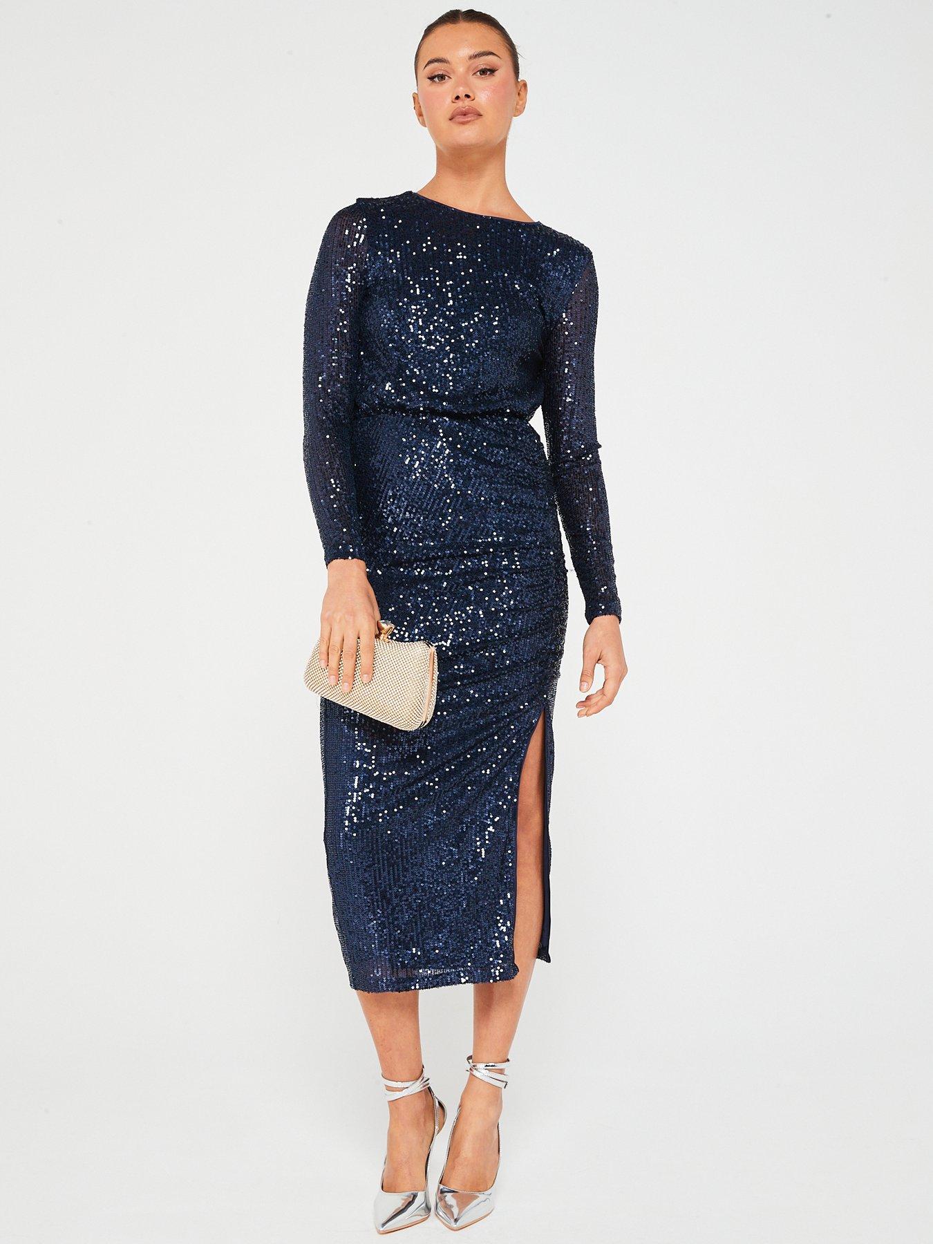 v-by-very-sequin-split-front-midi-dress-navyback