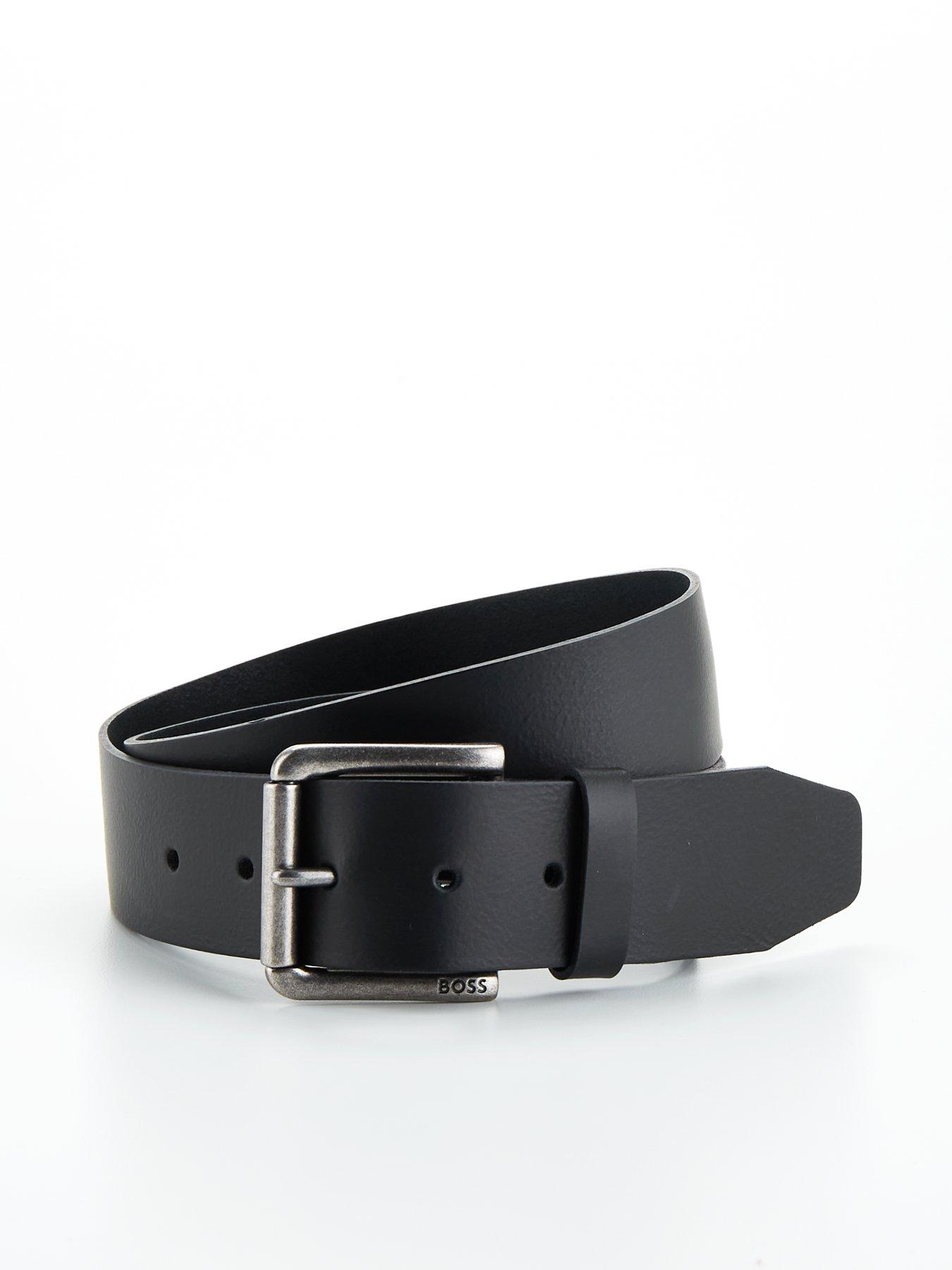 BOSS Joris Metal Buckle 4cm Leather Belt- Black