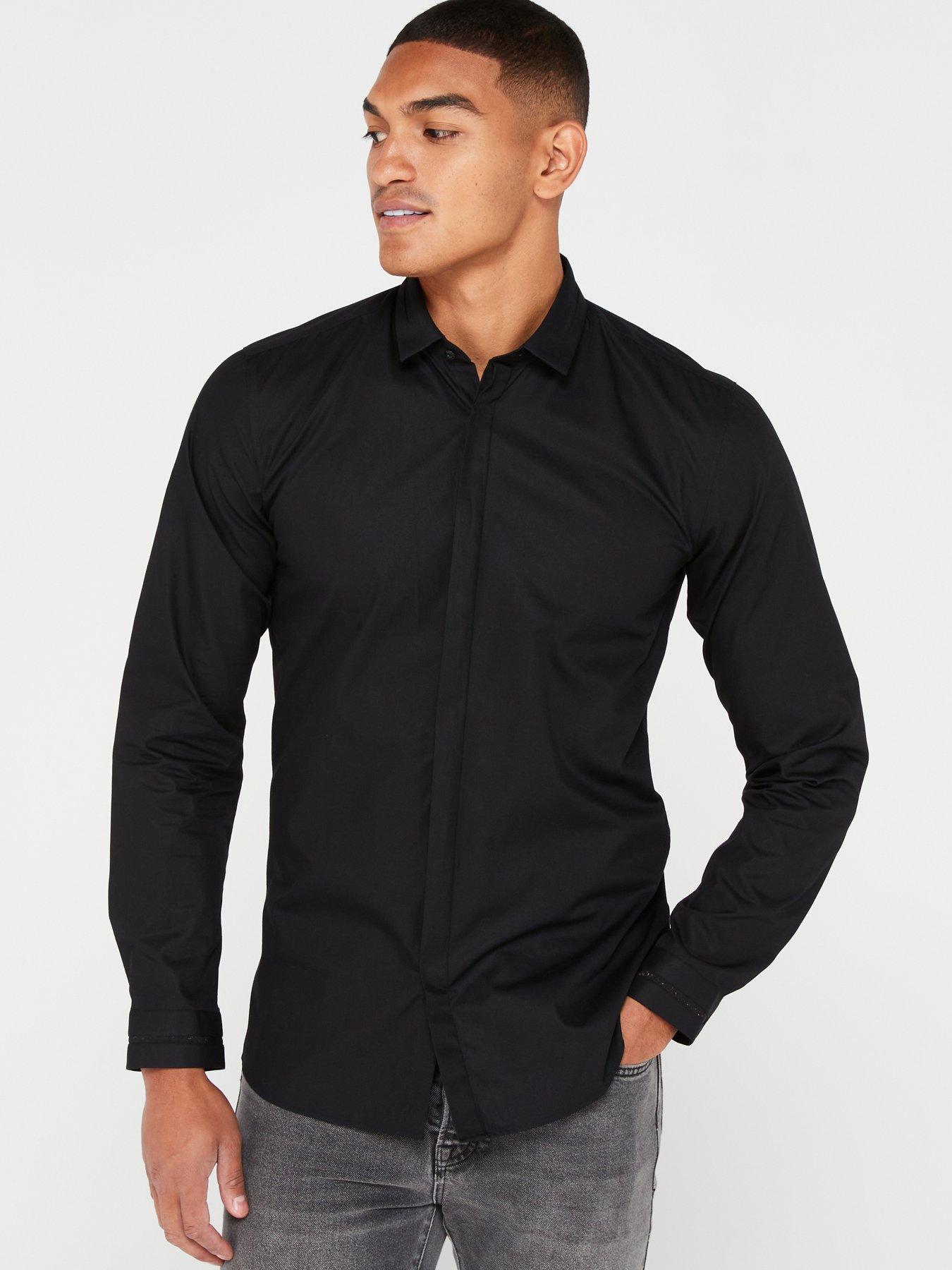 hugo-eloy-extra-slim-fit-long-sleeve-shirt-blackfront