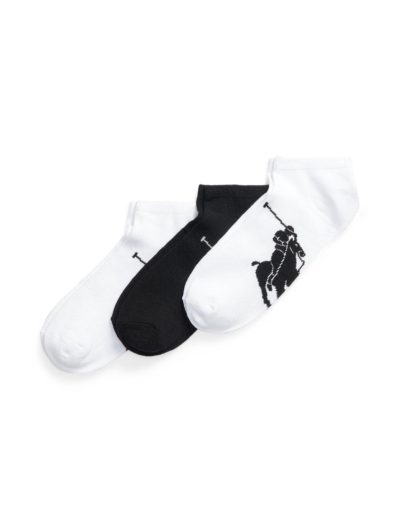 Image 1 of 1 of Polo Ralph Lauren 3 Pack Large Logo Trainer Sock - White/Black