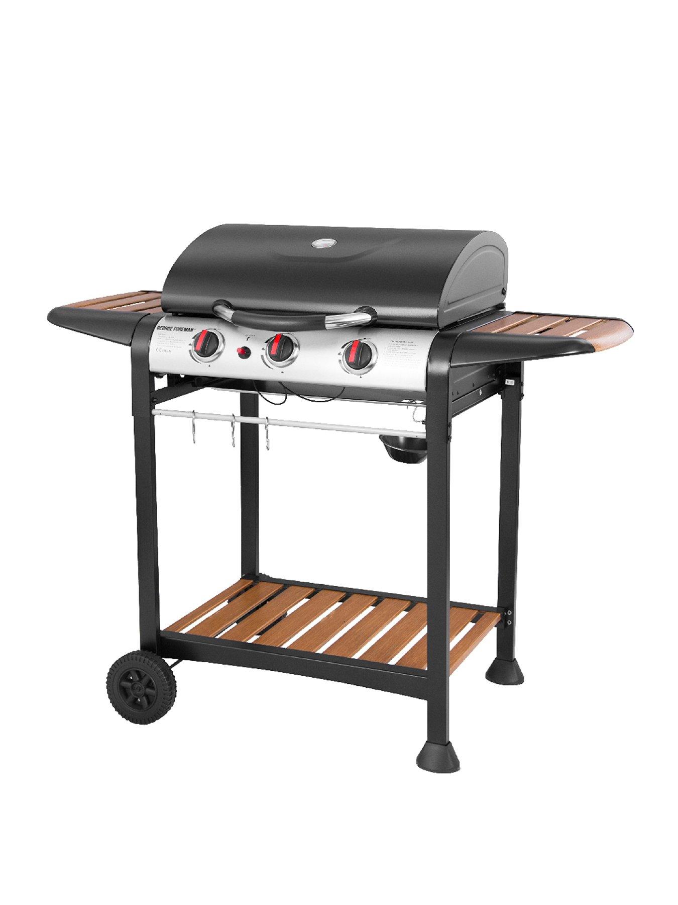 George Foreman George Foreman 3-Burner Gas BBQ - Black  &  Wood Effect