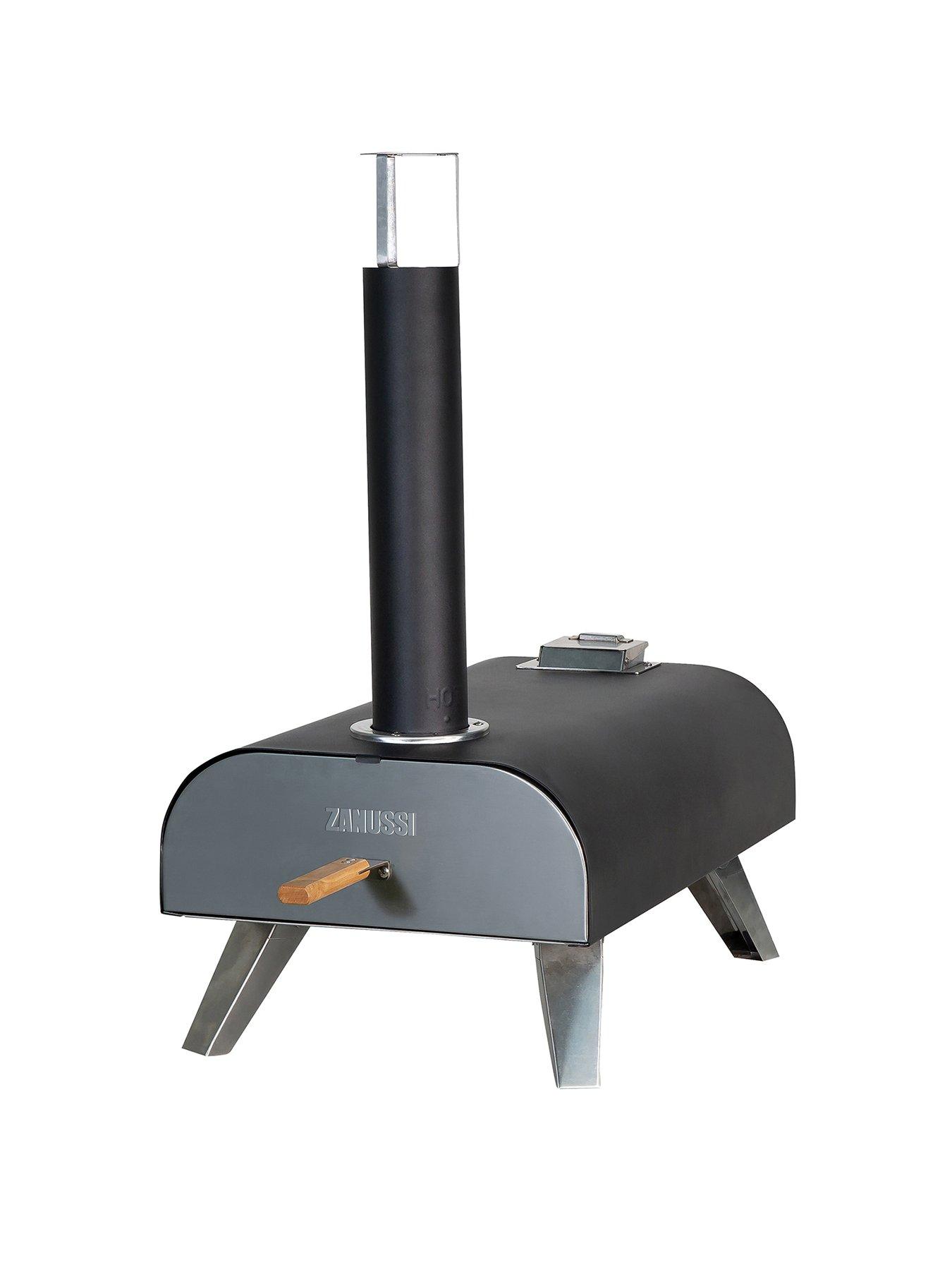 Image 1 of 8 of Zanussi Black Painted Wood Pellet Black Pizza Oven With Paddle &amp; Cover