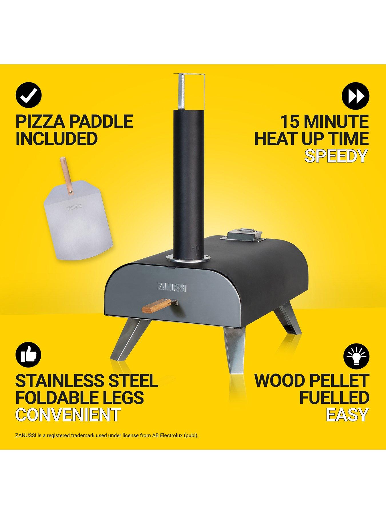 Image 2 of 8 of Zanussi Black Painted Wood Pellet Black Pizza Oven With Paddle &amp; Cover