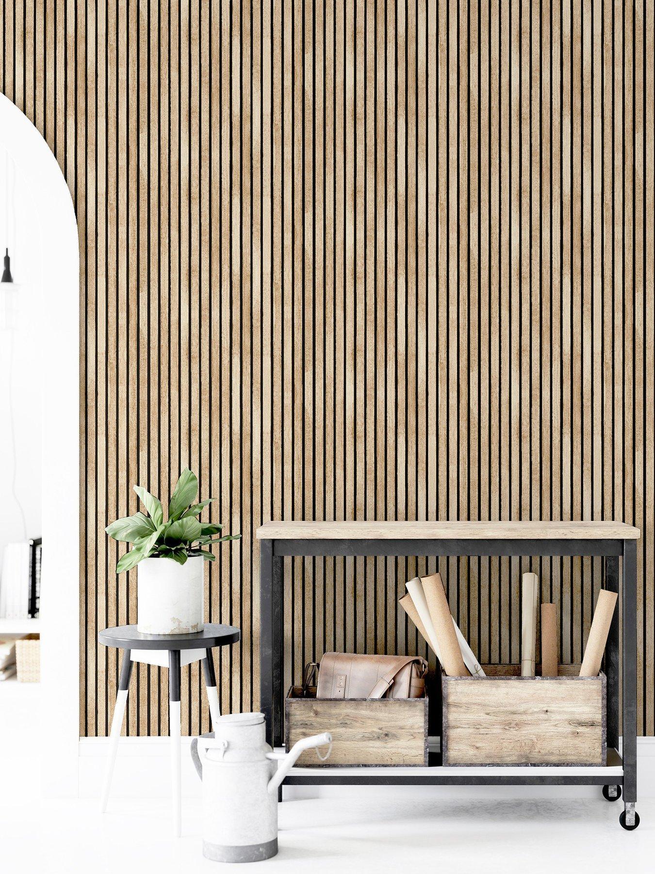 undefined Wood Slats Wallpaper – Natural