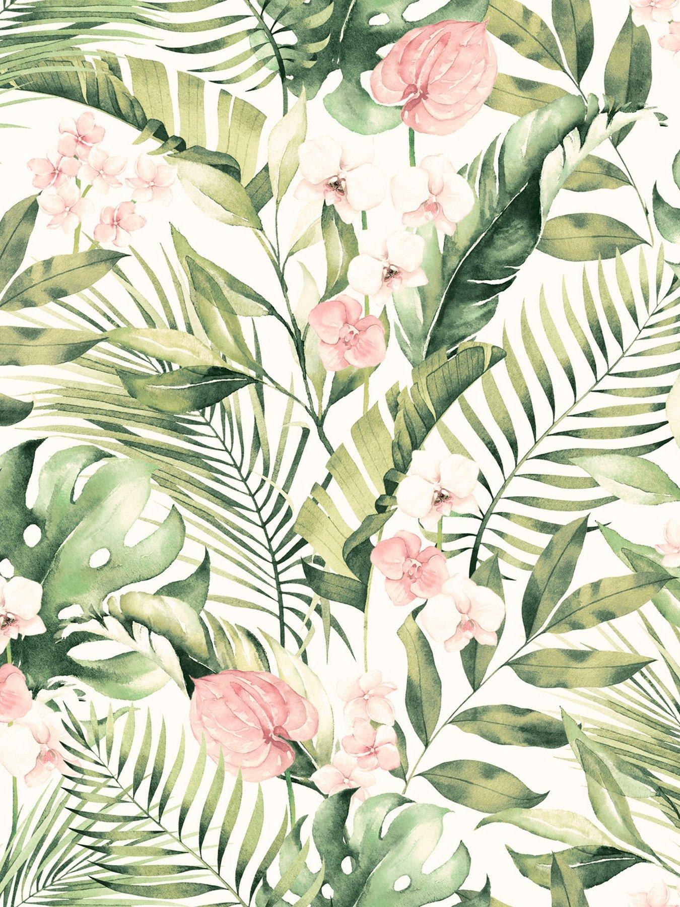 arthouse-arthouse-tropical-floral-pink-amp-green-wallpaperstillFront