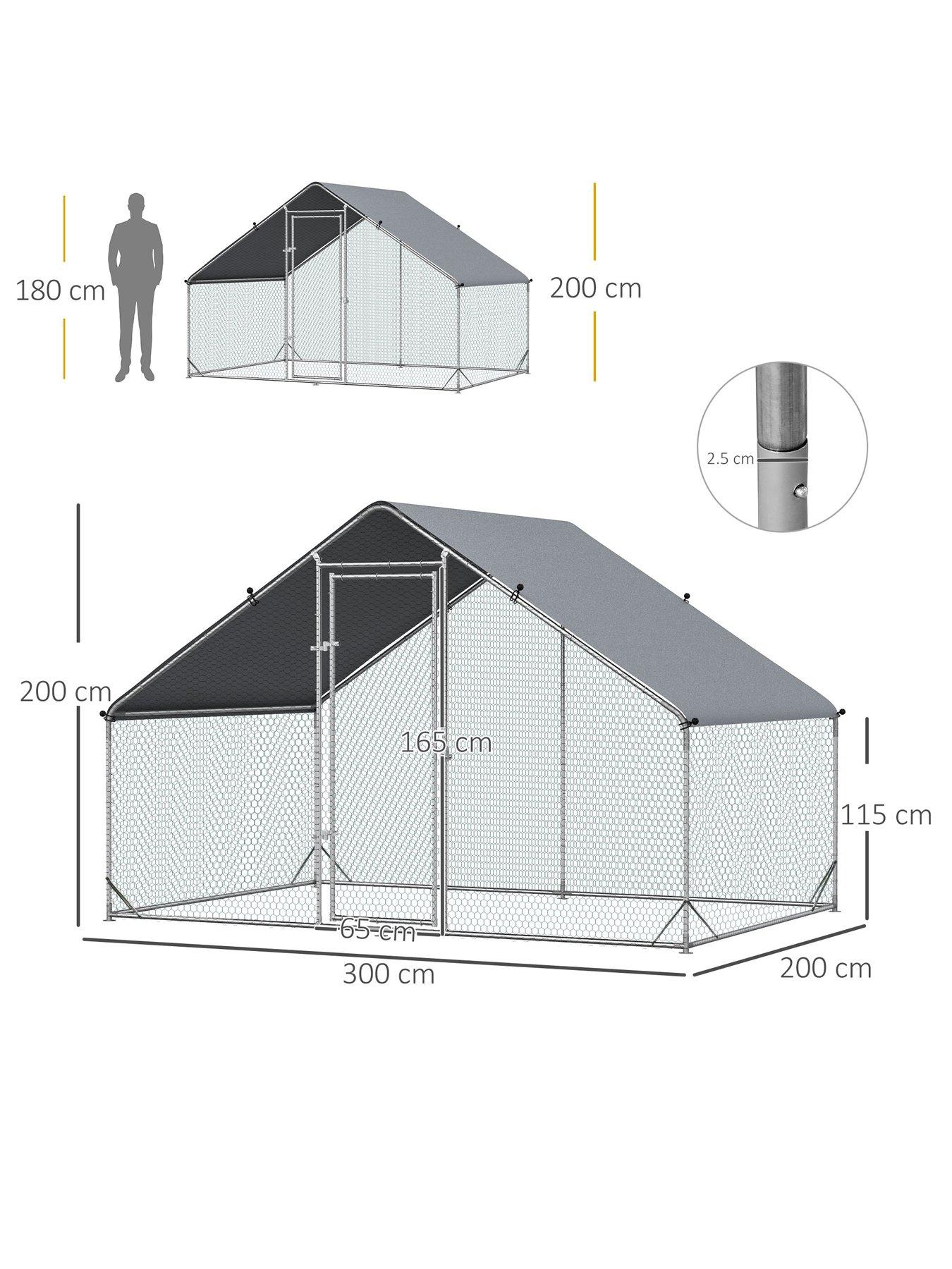 pawhut-pawhut-walk-in-chicken-run-galvanized-chicken-coop-hen-poultry-house-cage-rabbit-hutch-pet-playpen-backyard-with-water-resist-cover-3-x-2-x-2mback