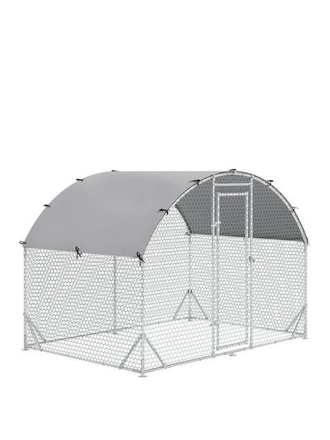 pawhut-pawhut-walk-in-chicken-run-galvanized-chicken-coop-hen-poultry-house-cage-rabbit-hutch-pet-playpen-backyard-with-water-resist-cover-28-x-19-x-2m
