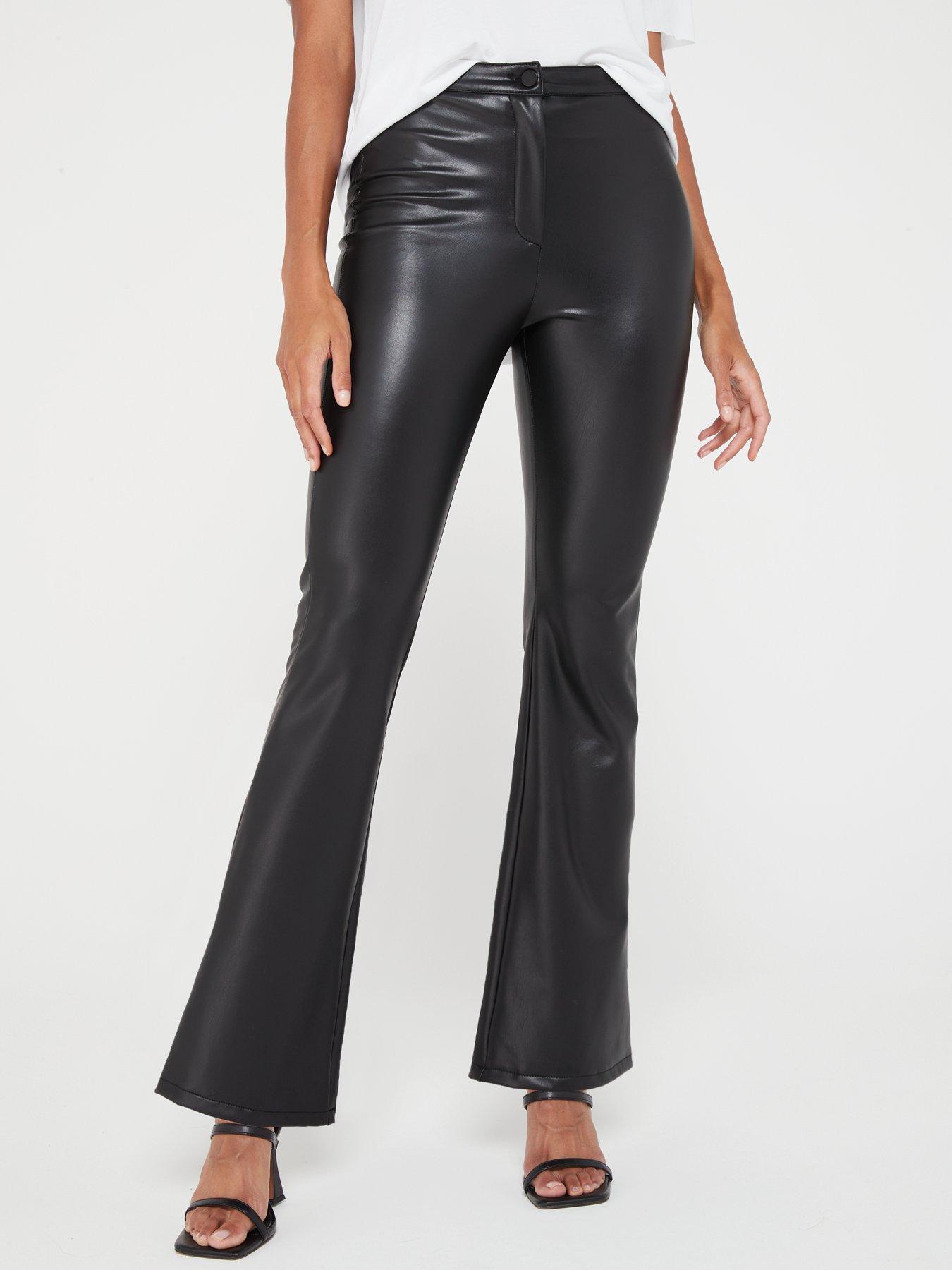 Red Ring Belt Detail Kick Flare Pants.Pants