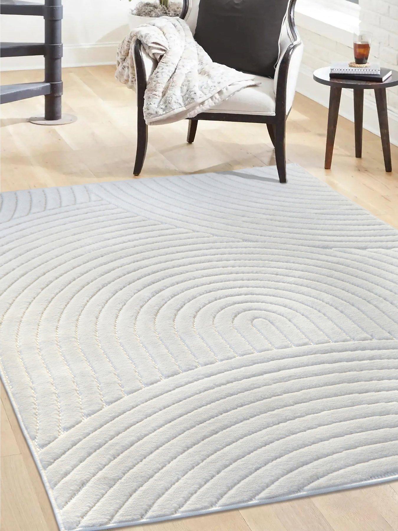 Image 1 of 6 of The Very Collection Malmo Carved Indoor/Outdoor Rug - White