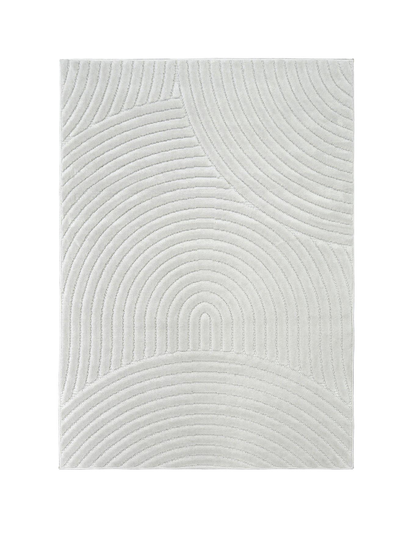 Image 2 of 6 of The Very Collection Malmo Carved Indoor/Outdoor Rug - White