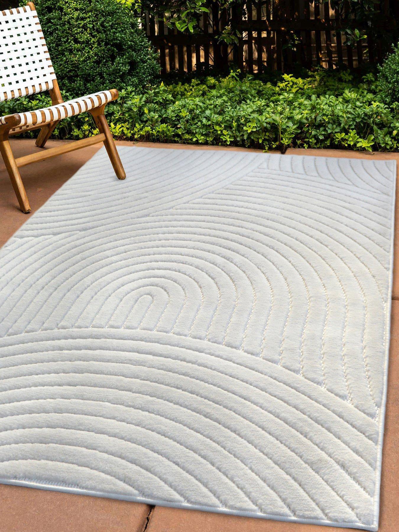 Image 3 of 6 of The Very Collection Malmo Carved Indoor/Outdoor Rug - White