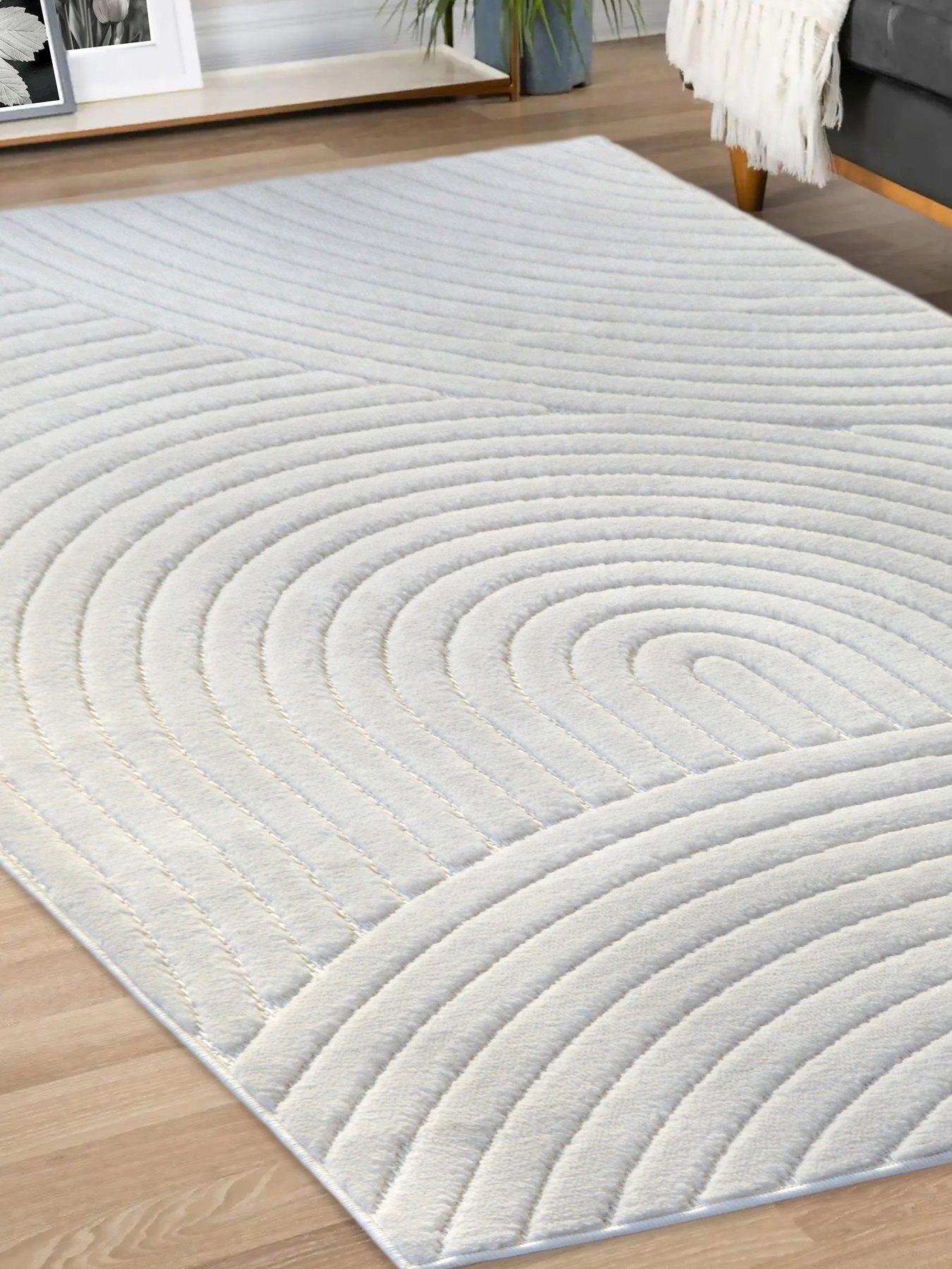 Image 6 of 6 of The Very Collection Malmo Carved Indoor/Outdoor Rug - White