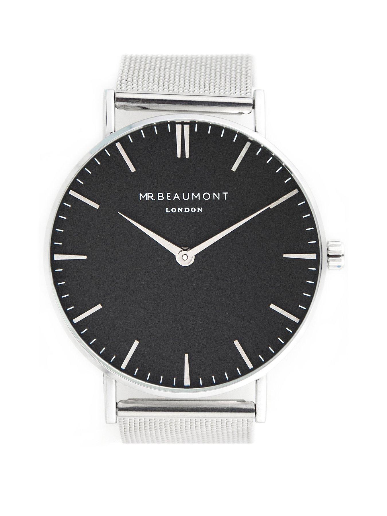 treat-republic-personalised-mr-beaumont-mens-metallic-silver-watch-with-black-facefront