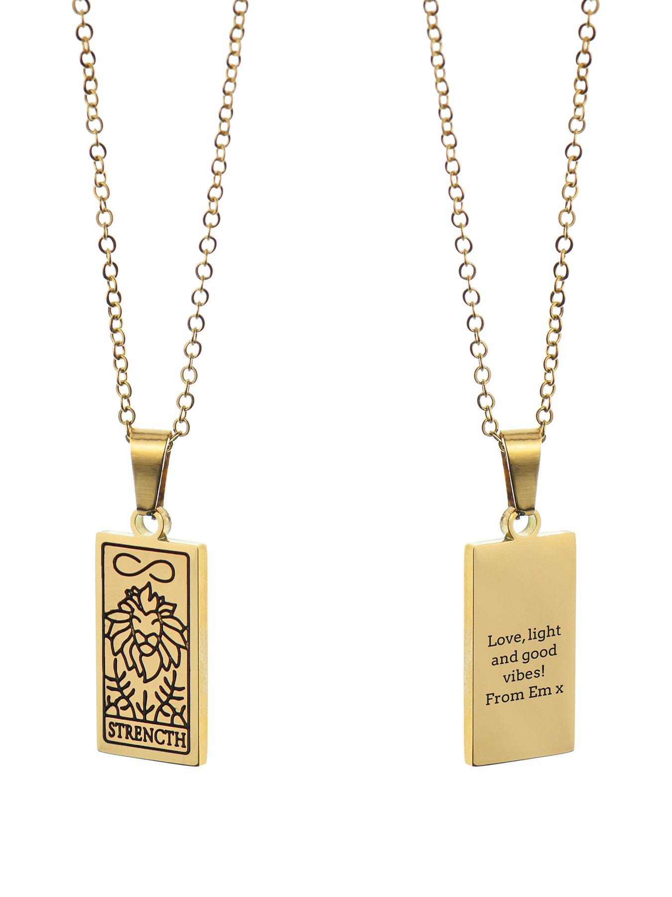 Image 1 of 6 of Treat Republic Personalised Strength Tarot Card Necklace