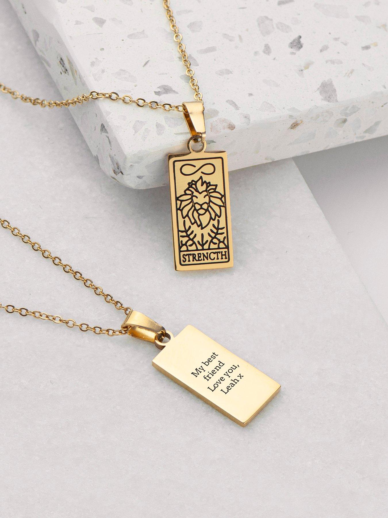 Image 2 of 6 of Treat Republic Personalised Strength Tarot Card Necklace