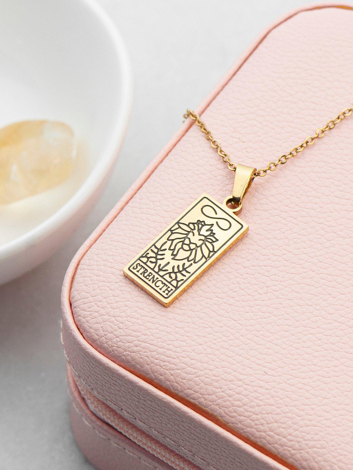 Image 4 of 6 of Treat Republic Personalised Strength Tarot Card Necklace