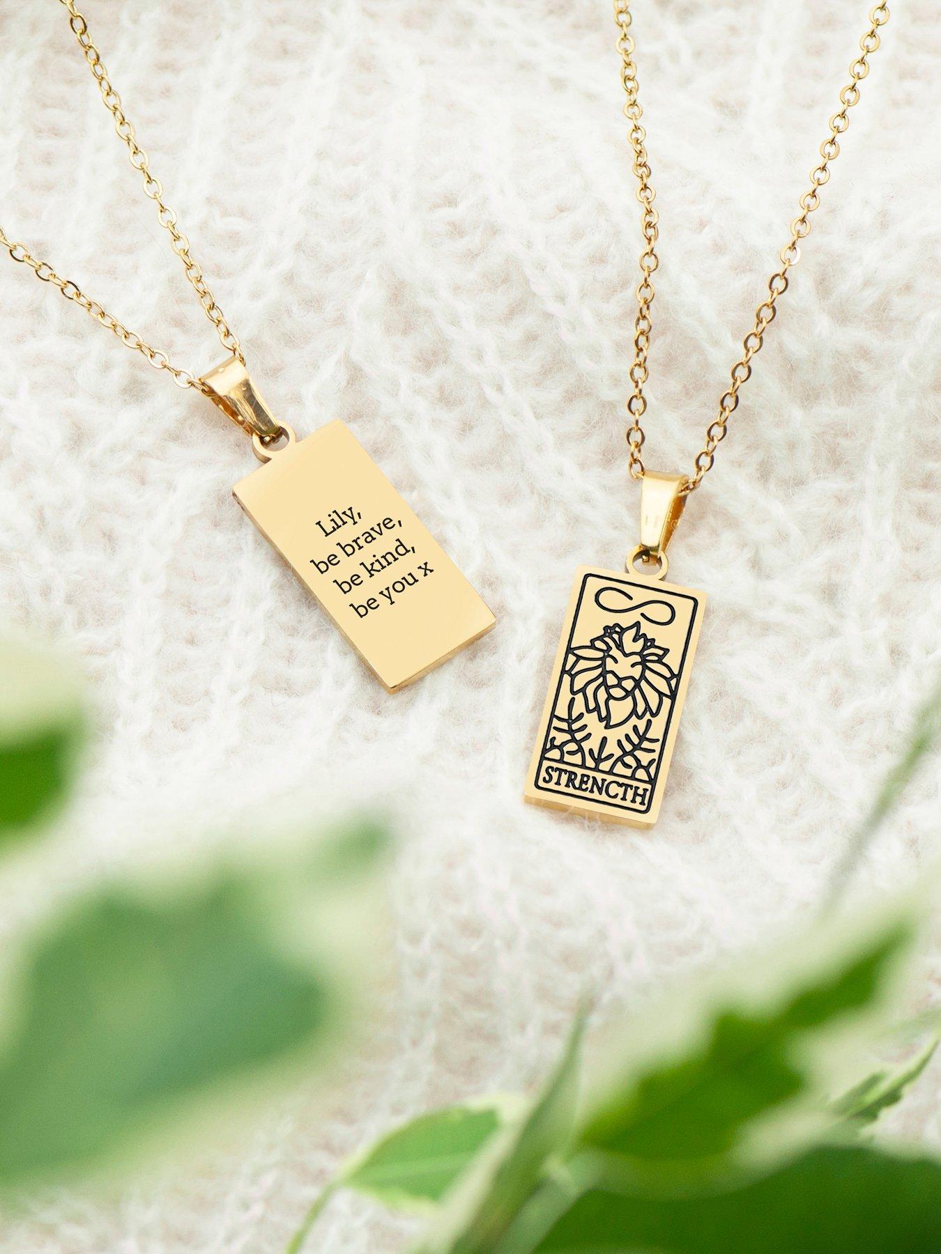 Image 6 of 6 of Treat Republic Personalised Strength Tarot Card Necklace