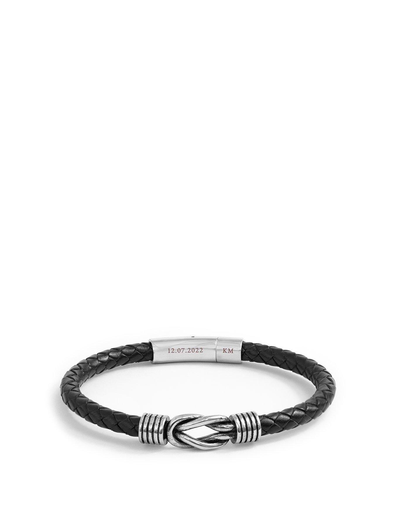 Image 1 of 5 of Treat Republic Personalised Mens Infinity Knot Leather Bracelet