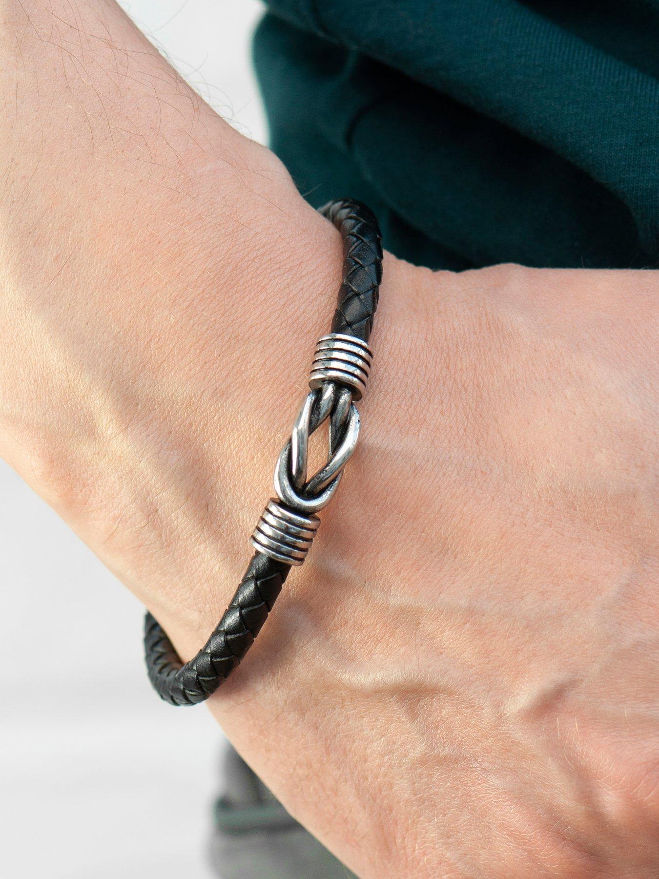 Image 2 of 5 of Treat Republic Personalised Mens Infinity Knot Leather Bracelet
