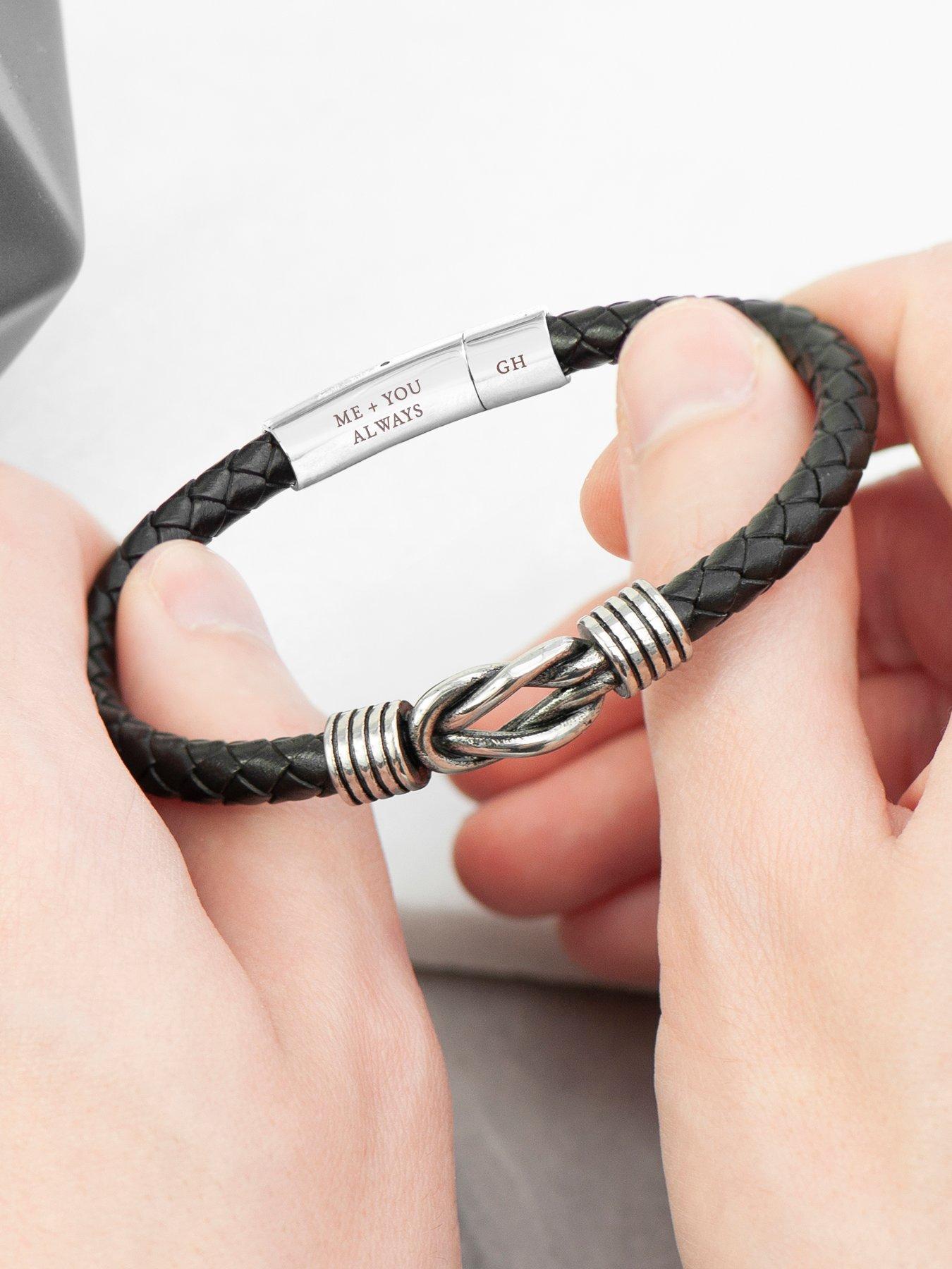 Image 3 of 5 of Treat Republic Personalised Mens Infinity Knot Leather Bracelet