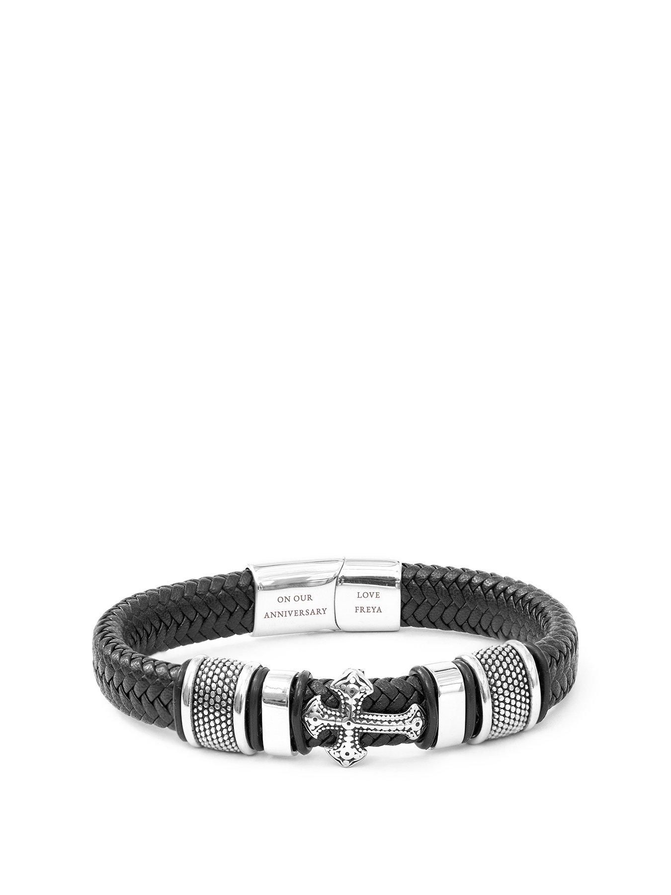 Mother and Son Forever Linked Together Braided Leather Bracelet, Men  Stainless Steel Interlocking Inspirational Wristband, Son Graduation  Birthday