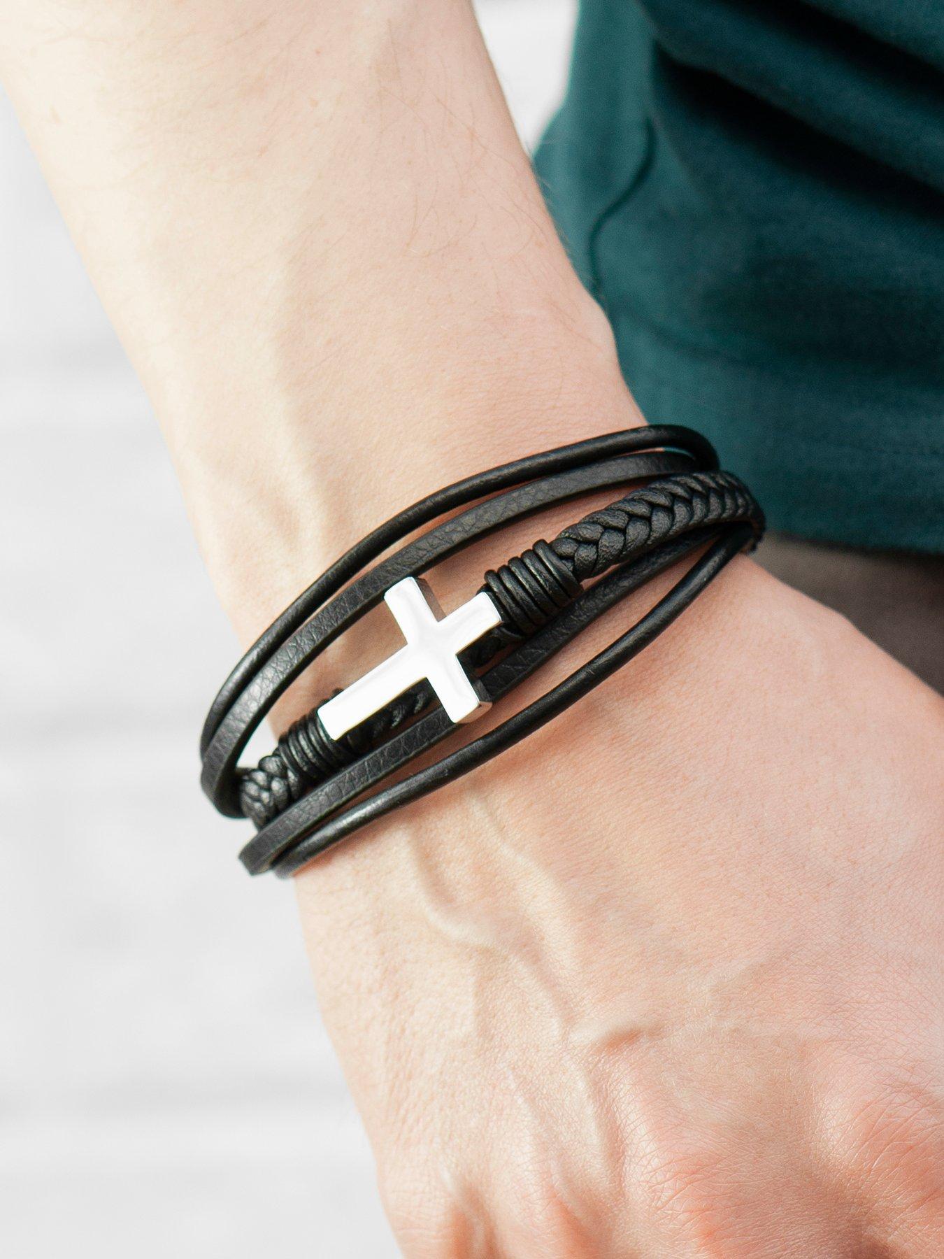 treat-republic-personalised-mens-cross-leather-stacked-braceletstillFront