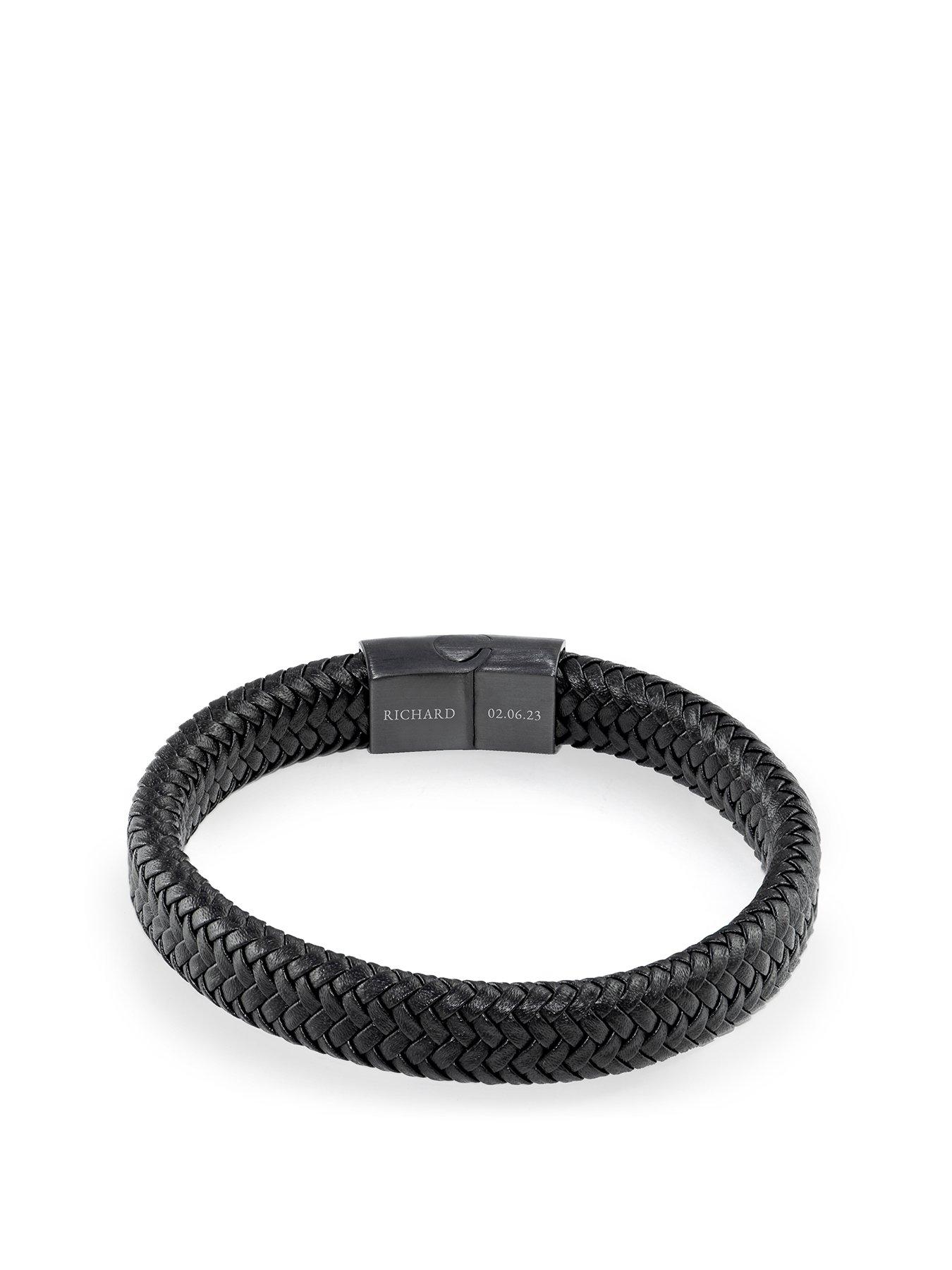 Image 1 of 7 of Treat Republic Personalised Men's Leather Braided Bracelet