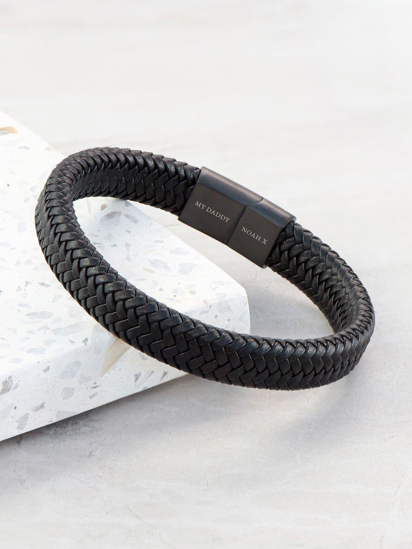 Image 6 of 7 of Treat Republic Personalised Men's Leather Braided Bracelet