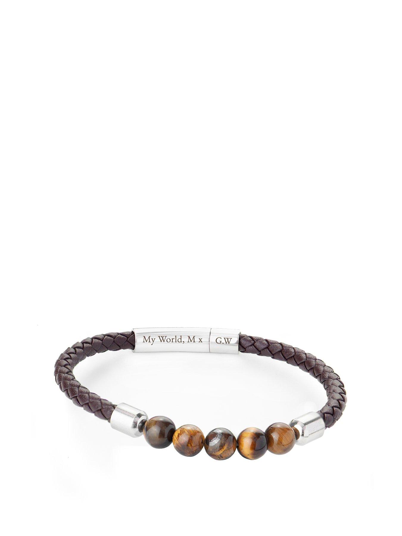 Treat Republic Personalised Men's Woven Tiger's Eye Bracelet