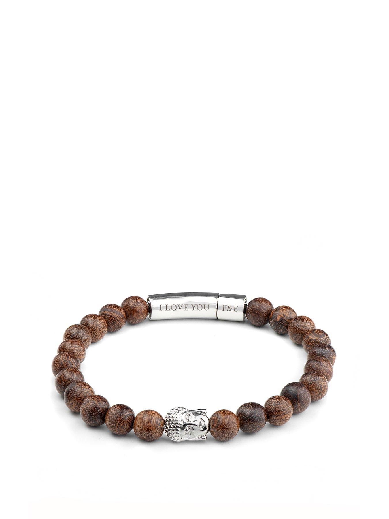 Treat Republic Personalised Men's Wooden Buddha Bracelet