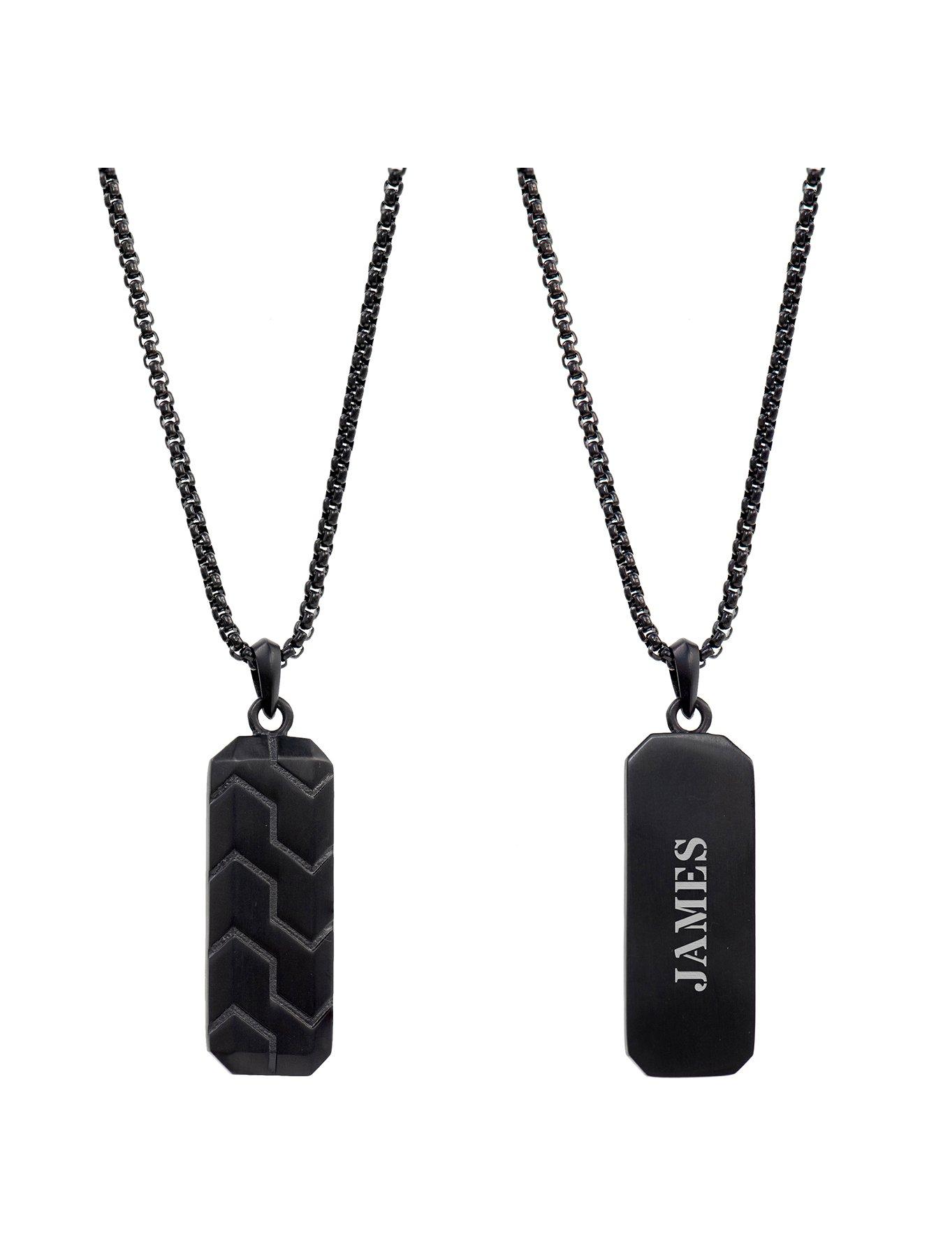 Image 1 of 7 of Treat Republic Personalised Black Steel Men's Dog Tag Necklace