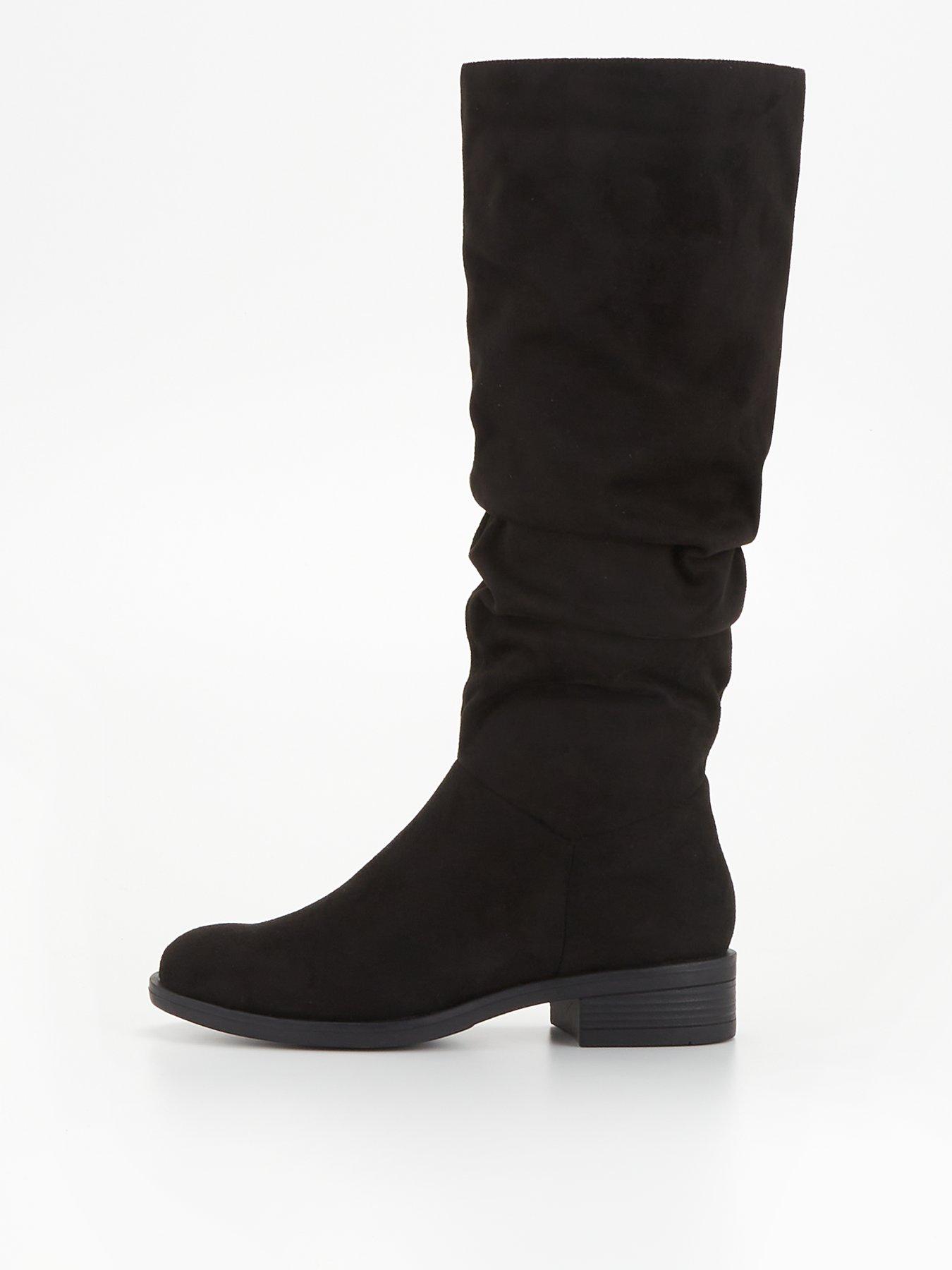 V by Very Comfort Slouch Knee Boot with Wider Fitting Calf - Black