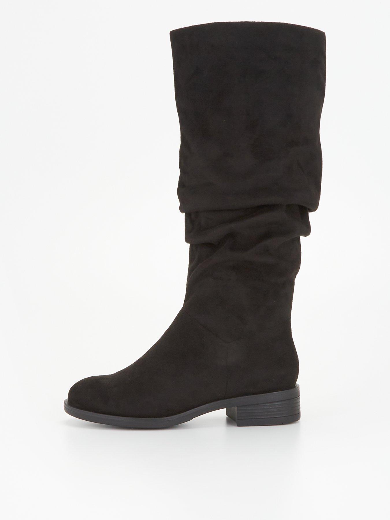 undefined Wide Fit Comfort Slouch Knee Boot With Wider Fitting Calf - Black