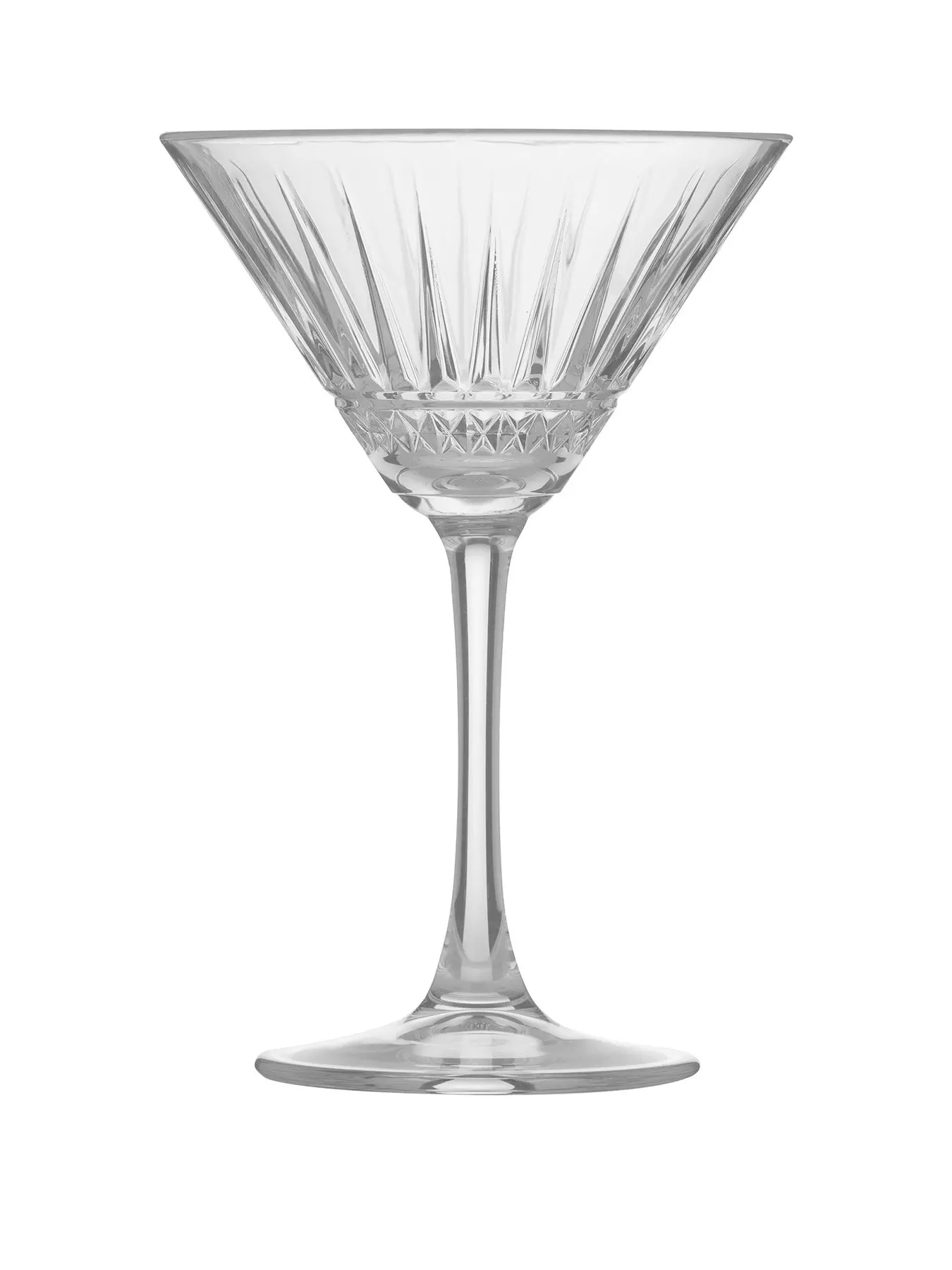 His And Hers LG. Ribbed Martini Glasses 7 1/4 X 4 5/8 Clear 3 1/2 Stems  VG+