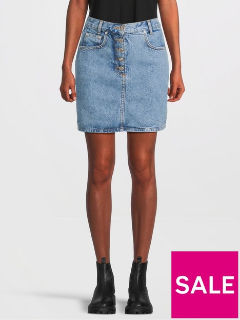 m05ch1n0-jeans-denim-mini-skirt-fantasy-print-blue