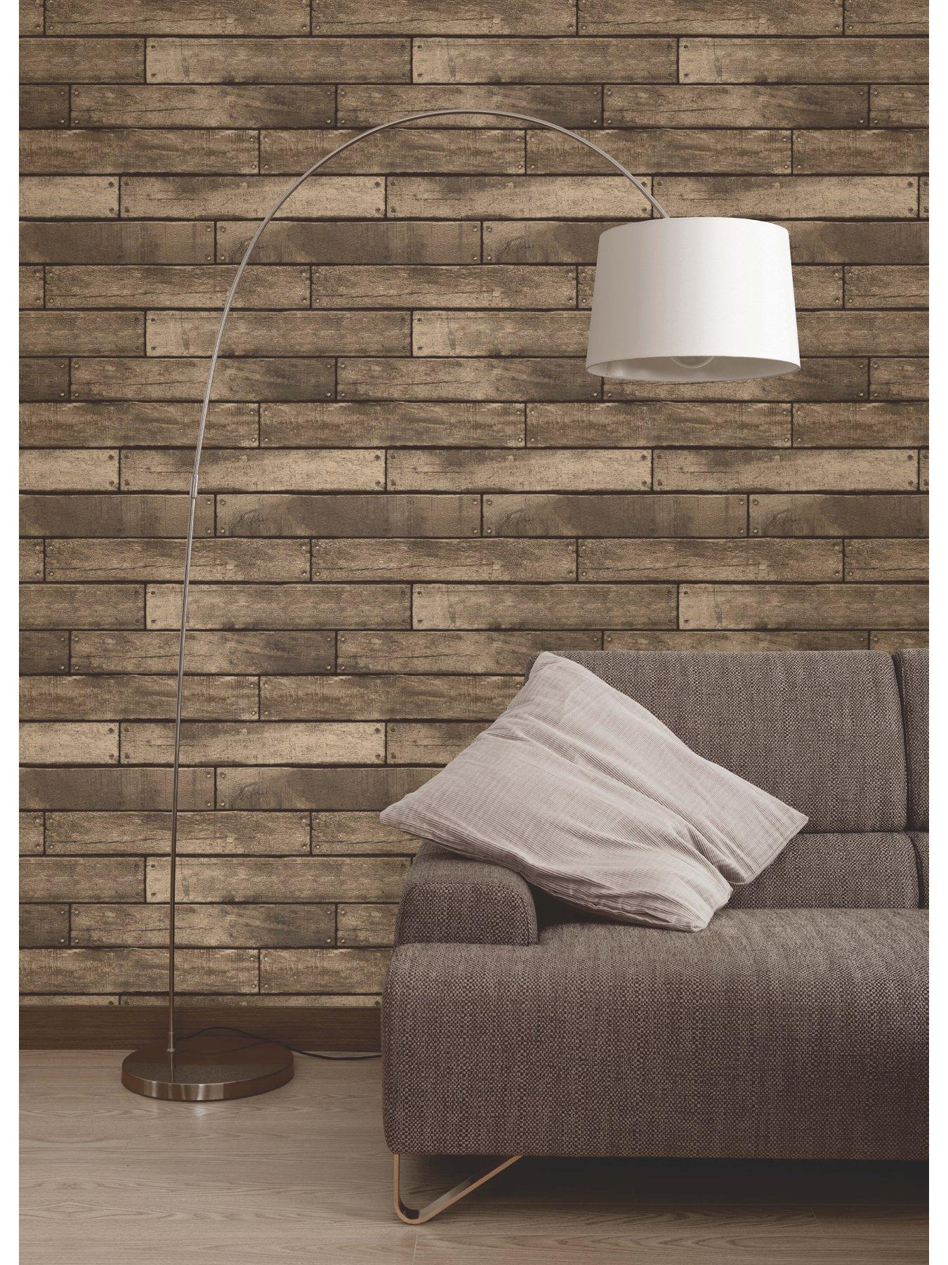 undefined Distinctive Wooden Plank Gold Wallpaper