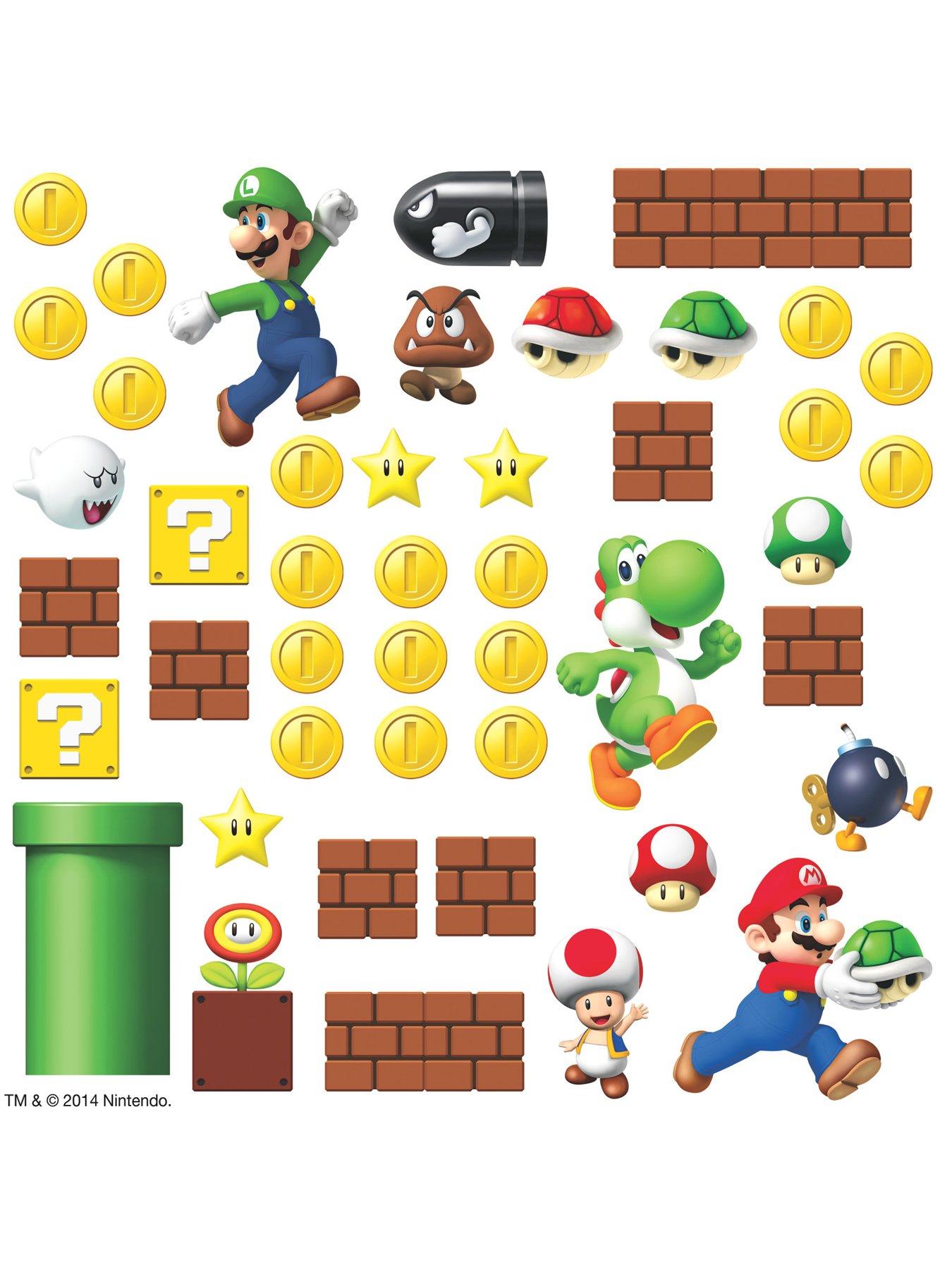 Fine Decor Super Mario Build-A-Scene Peel and Stick Wall Decal Set