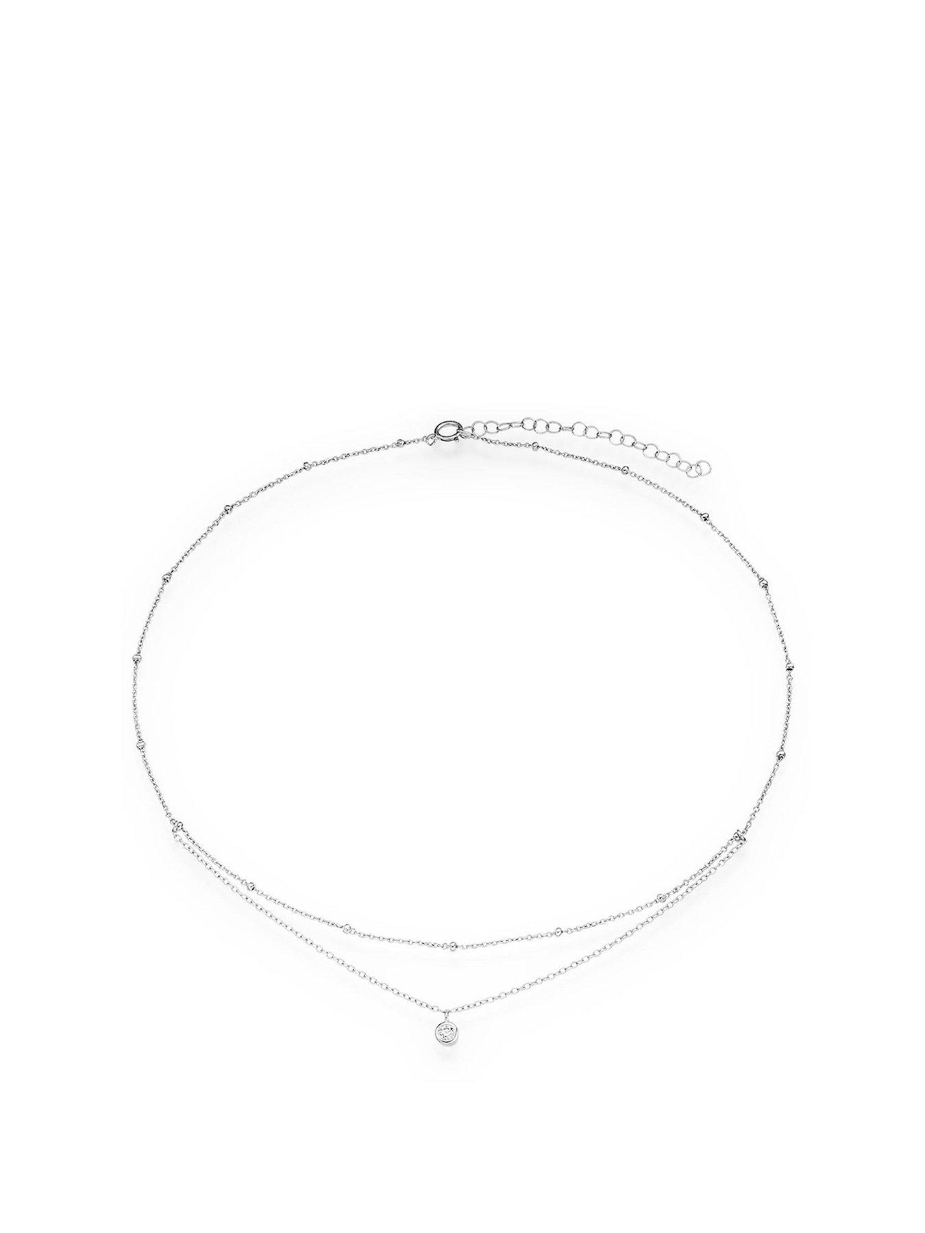 Beaverbrooks Beaverbrooks Silver Cubic Zirconia Choker Necklace
