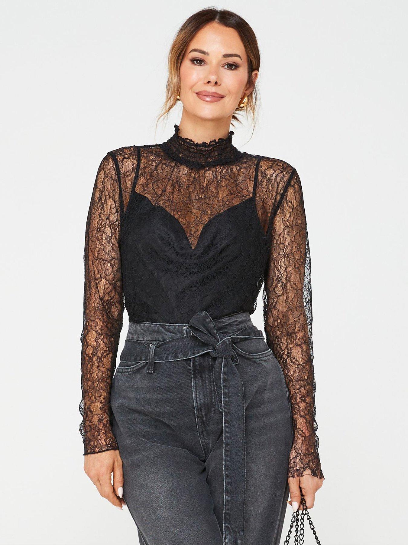 V by Very X Carol Byrne All Over Lace Blouse - Black | Very Ireland