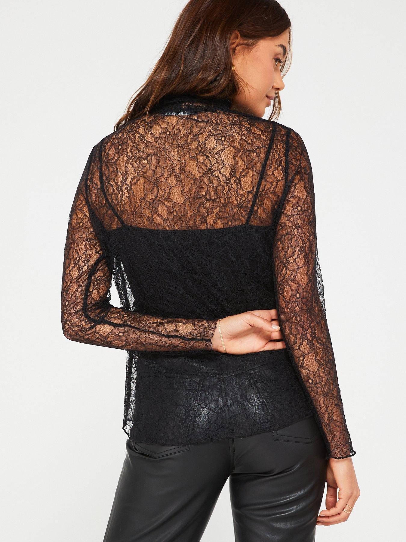 V by Very X Carol Byrne All Over Lace Blouse - Black | Very Ireland