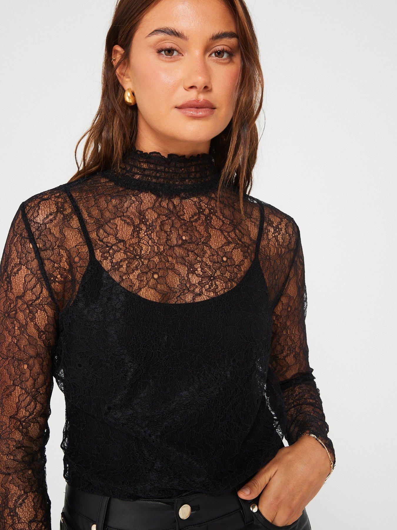 V by Very X Carol Byrne All Over Lace Blouse - Black | Very Ireland