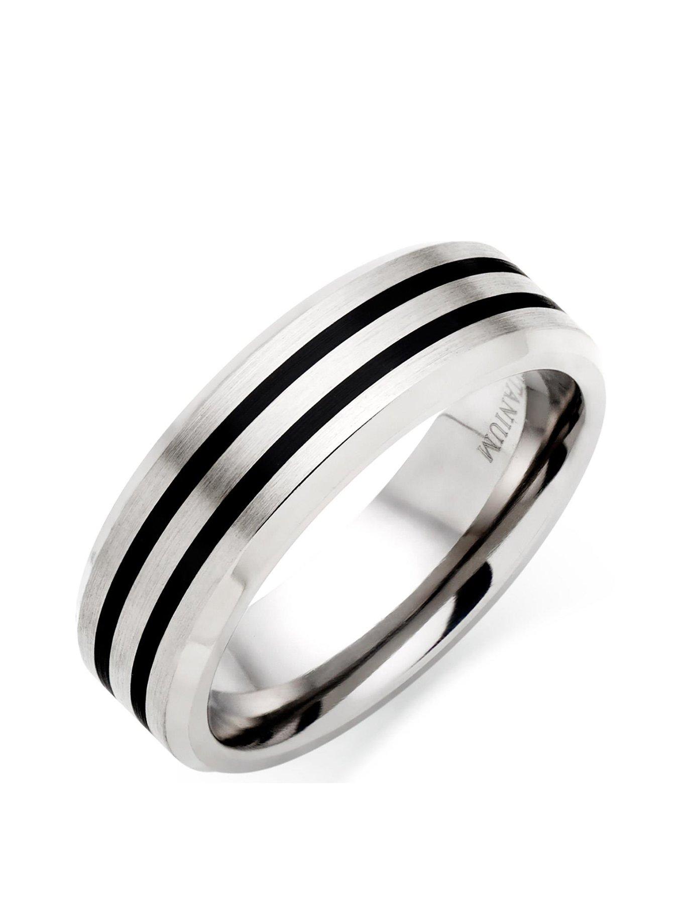 Beaverbrooks Beaverbrooks Men's Titanium and Black Rhodium Ring