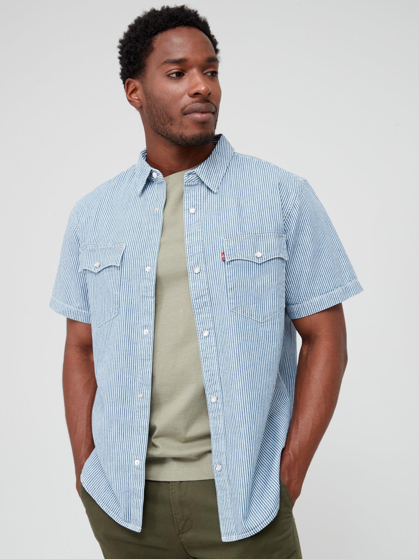 Image 1 of 4 of Levi's Levi's Short Sleeve Relaxed Fit Western Shirt - Light Blue